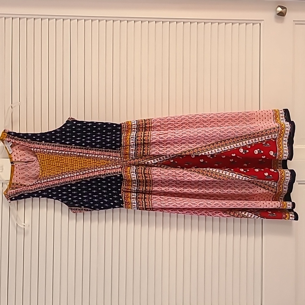 Patrons of Peace Anthropologie Sleeveless Smocked Dress  Sz S Multicolor